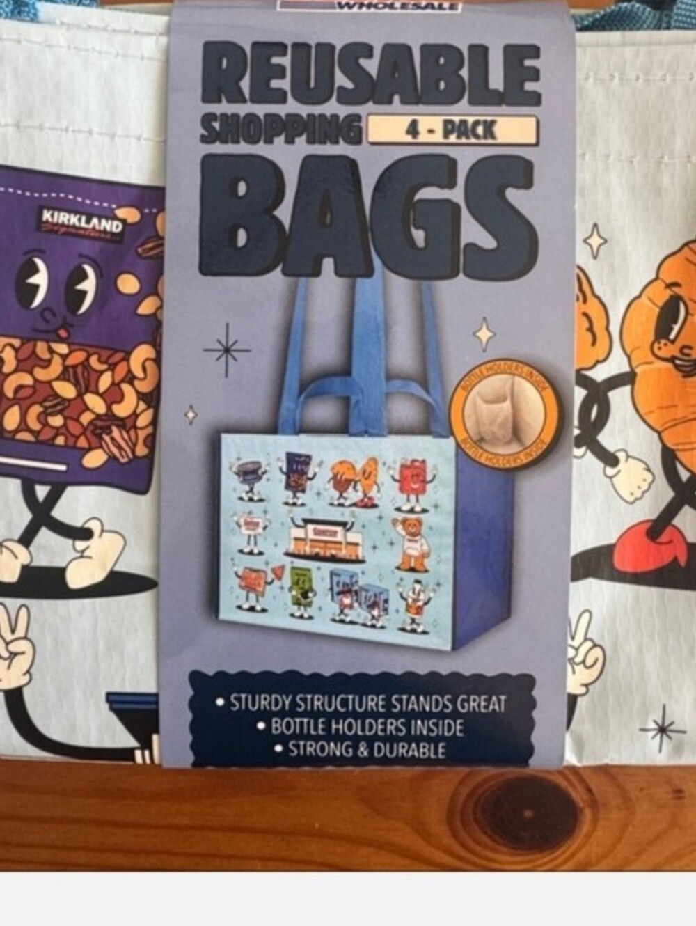 COSTCO KEEP COOL REUSABLE CHARACTER TOTE SHOPPING BAGS -4 BAGS -LARGE HEAVY DUTY - Picture 6 of 10